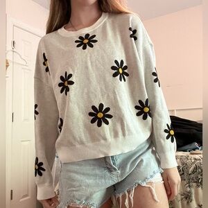 Sunflower Daisy Flower Knit Sweater - Nikkak XL